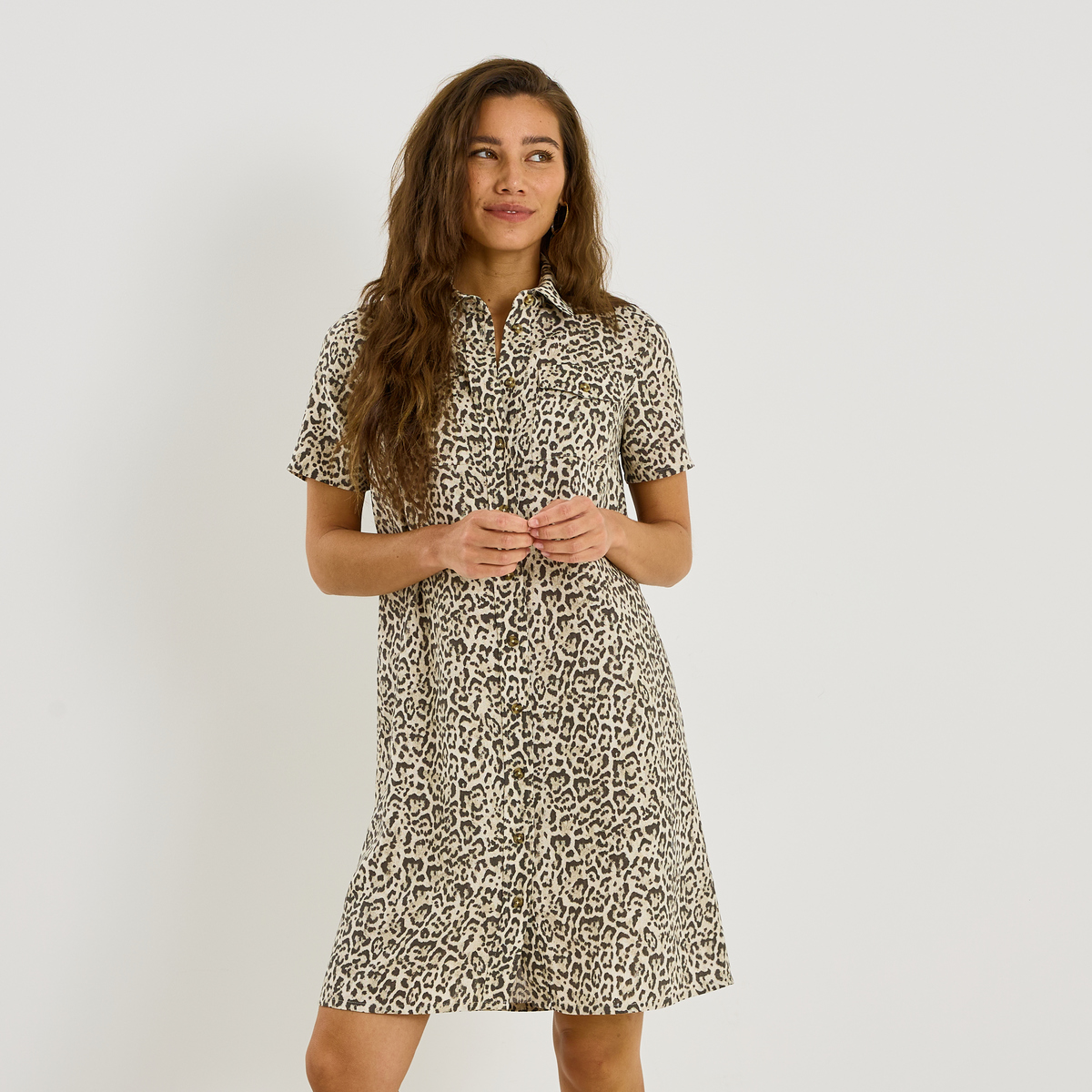 Robe chemise courte imprimé léopard, GRAIN DE MALICE