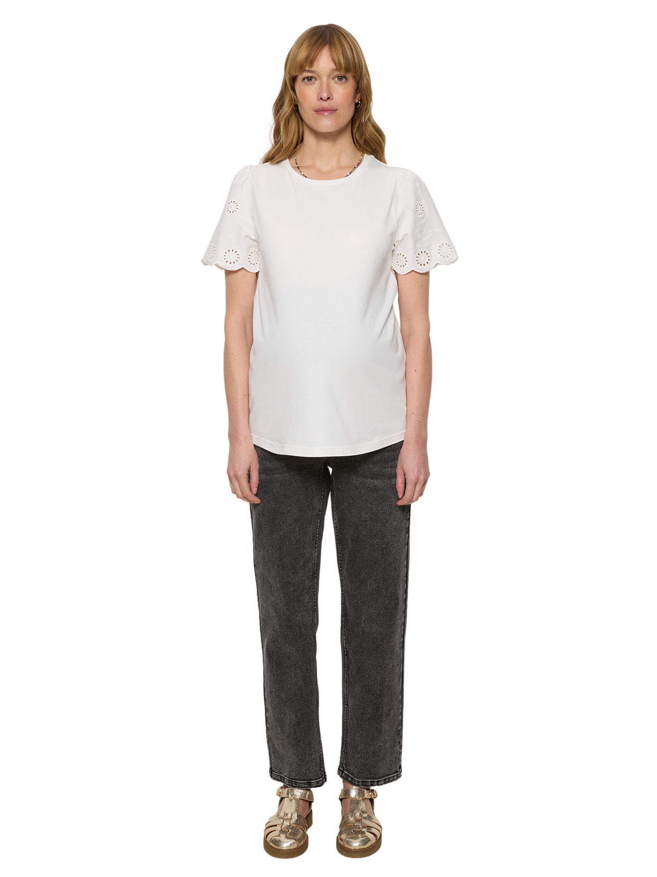 T-shirt grossesse manches courtes broderies, VERTBAUDET