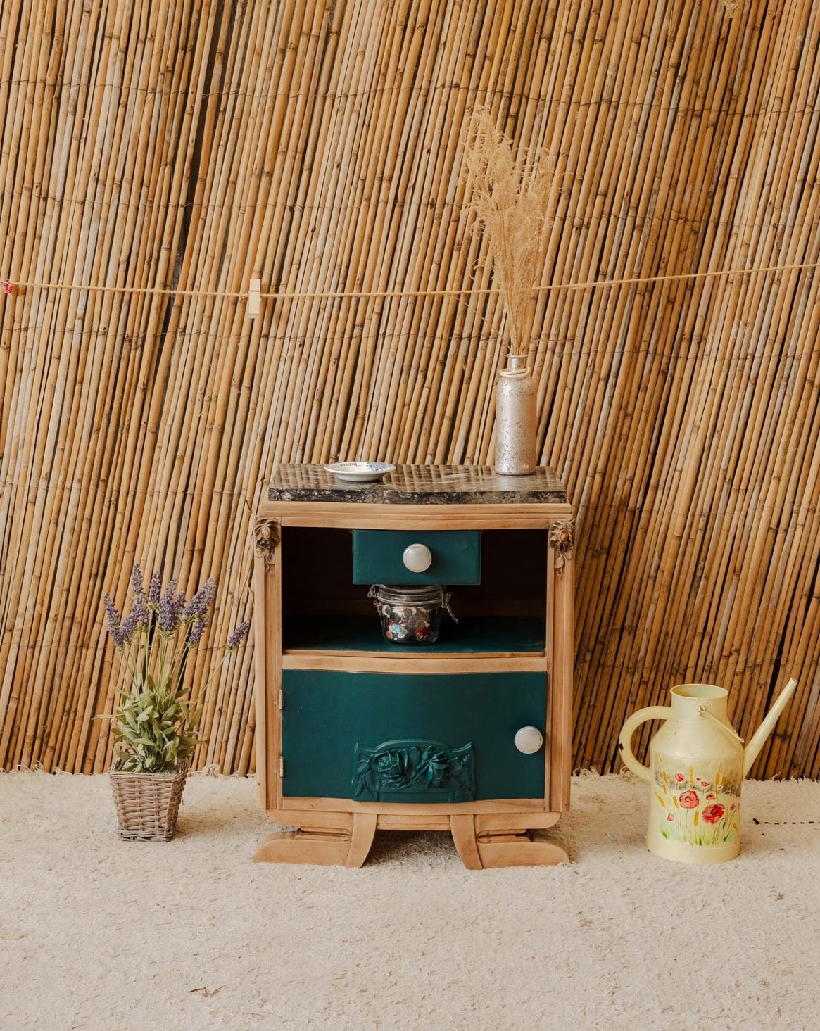 Petit buffet en bois et marbre Gilbert N°1879 - Bon état, DEBONGOUT