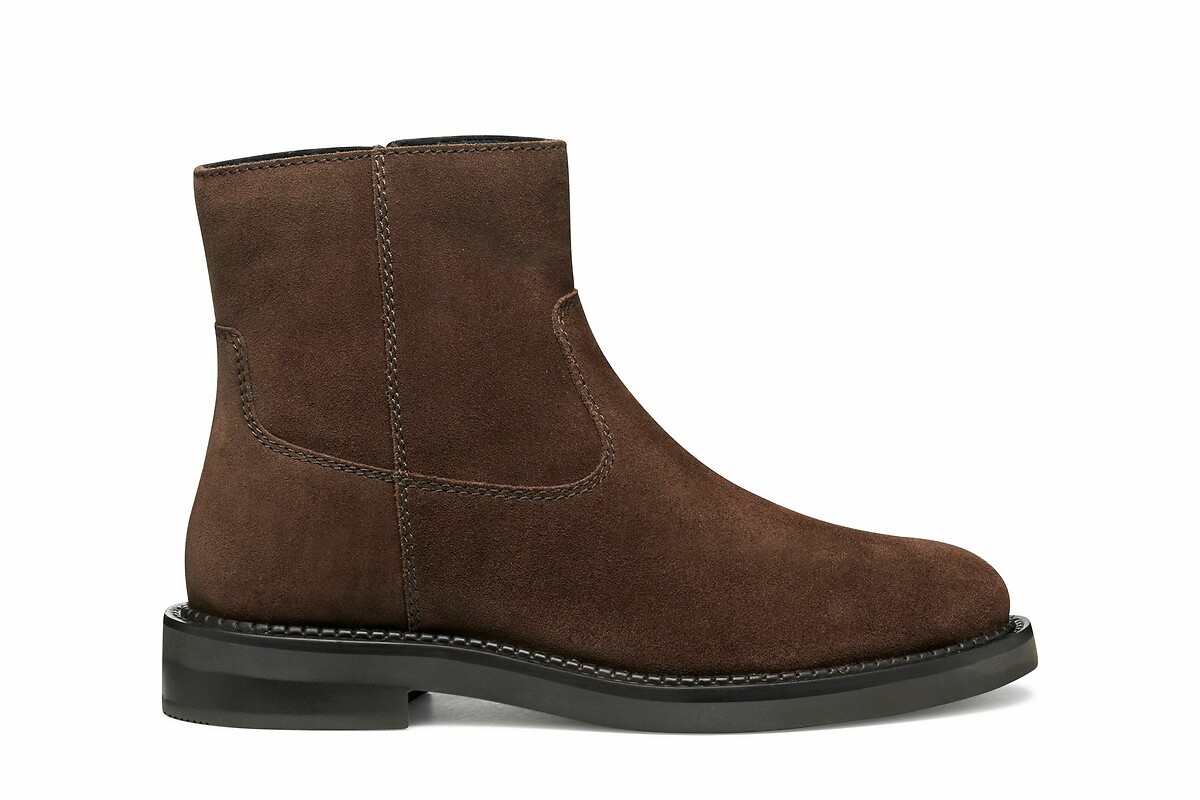 Serilda Suede Ankle Boots with Flat Heel and Zip Fastening, GEOX