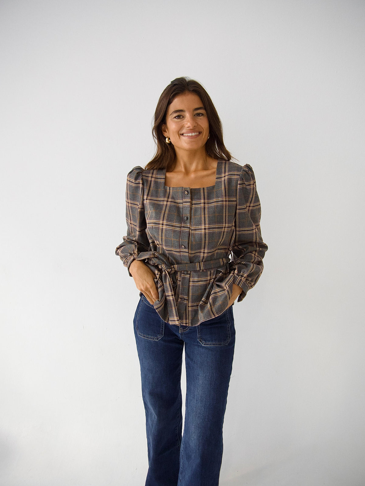 Blouse carreaux col carré BETH, MINDTRAVELER
