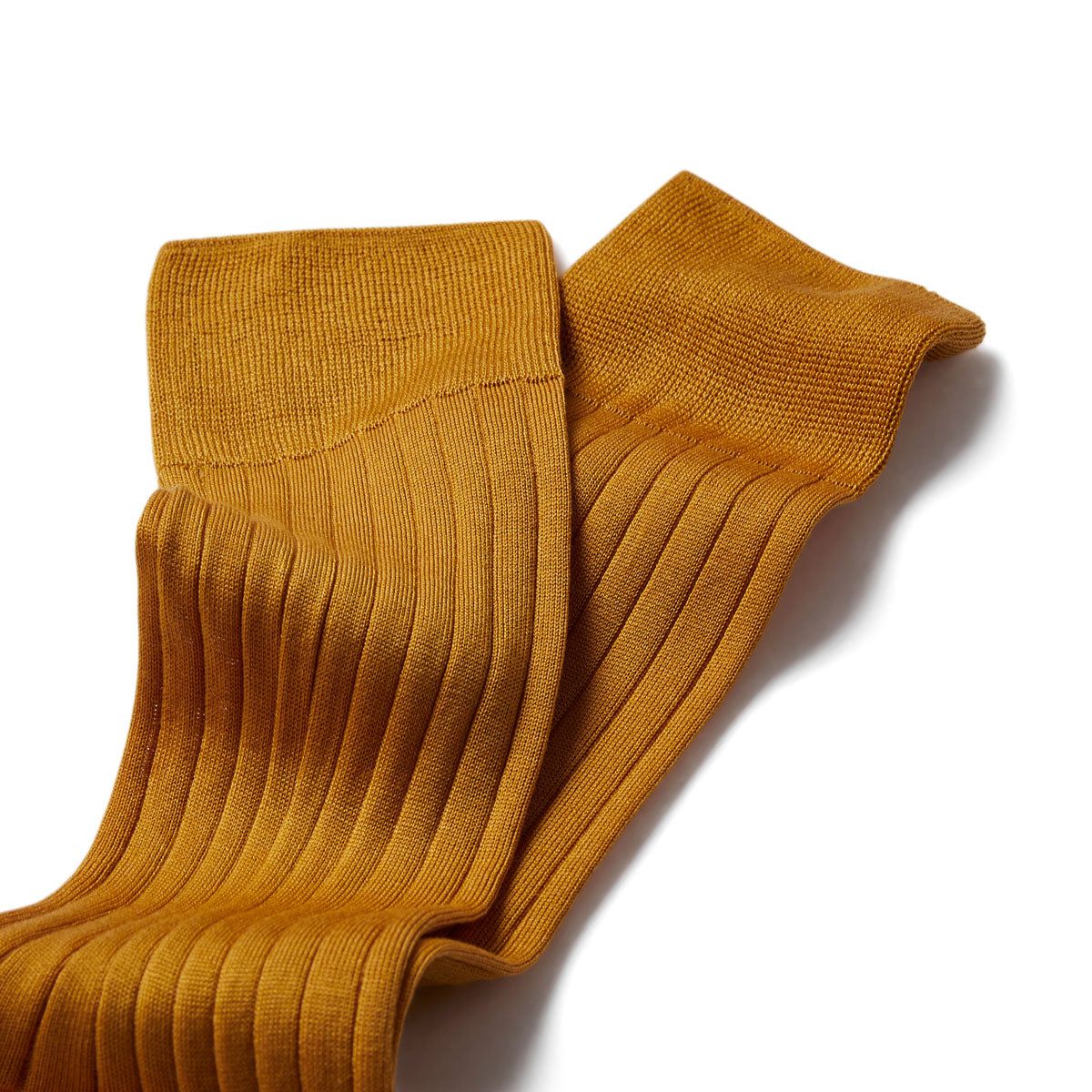 Chaussettes Homme côtelées en pur fil d'Ecosse - Marron | Doré Doré