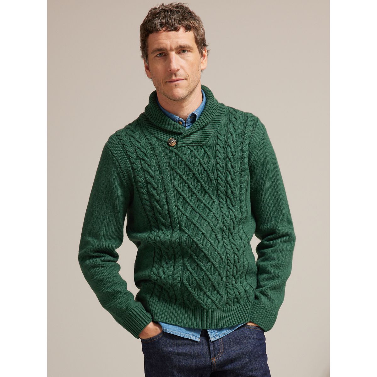 Pull irlandais col online roulé homme