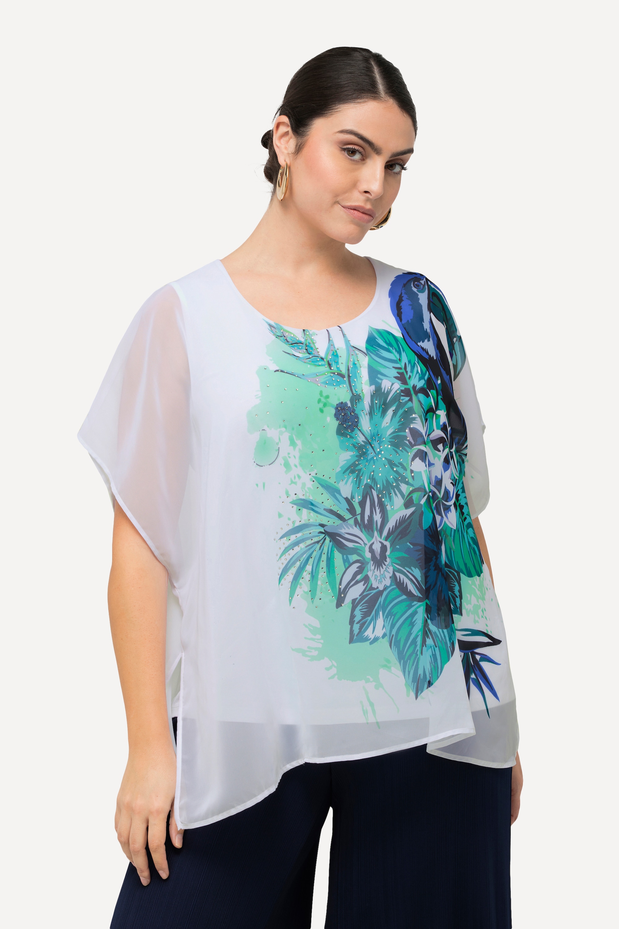 Chemisier Tunique Doublé Pois Blanc Et Noir - Taille L/XL, Occasion Très Bon état