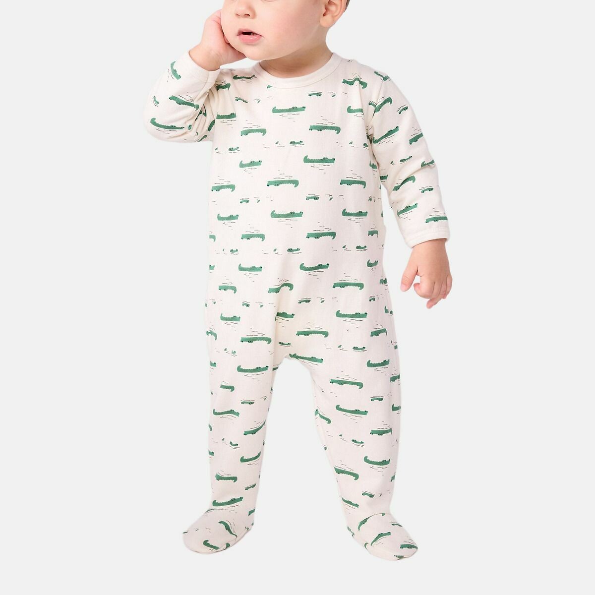 Pyjama bébé en molleton gratté ouverture au dos im