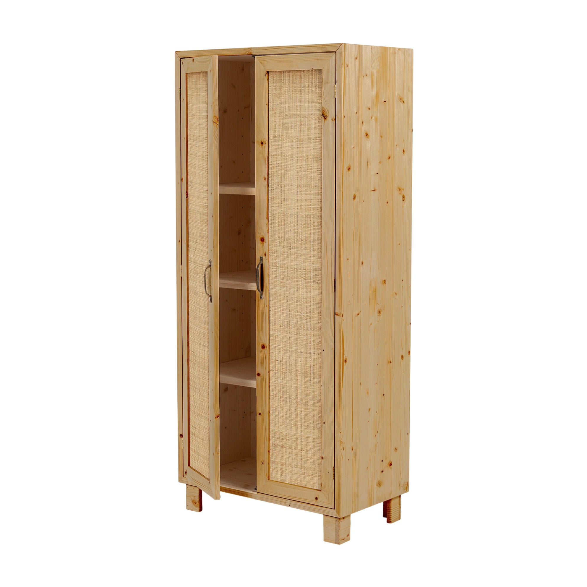 Armoire en sapin massif et fibres naturelles naturel - MARNIE, HANNUN