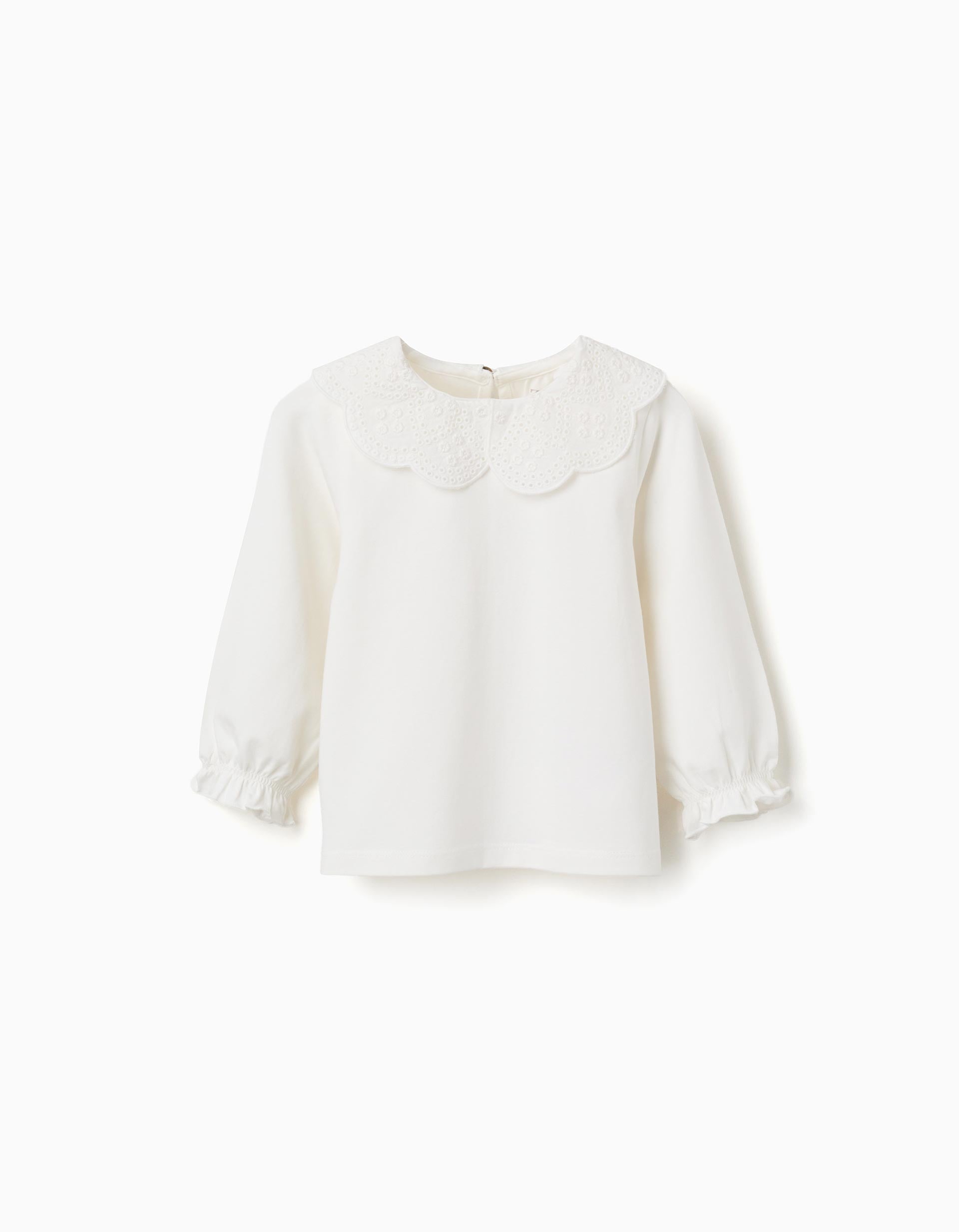 T-shirt à manches longues avec col en broderie anglaise, ZIPPY