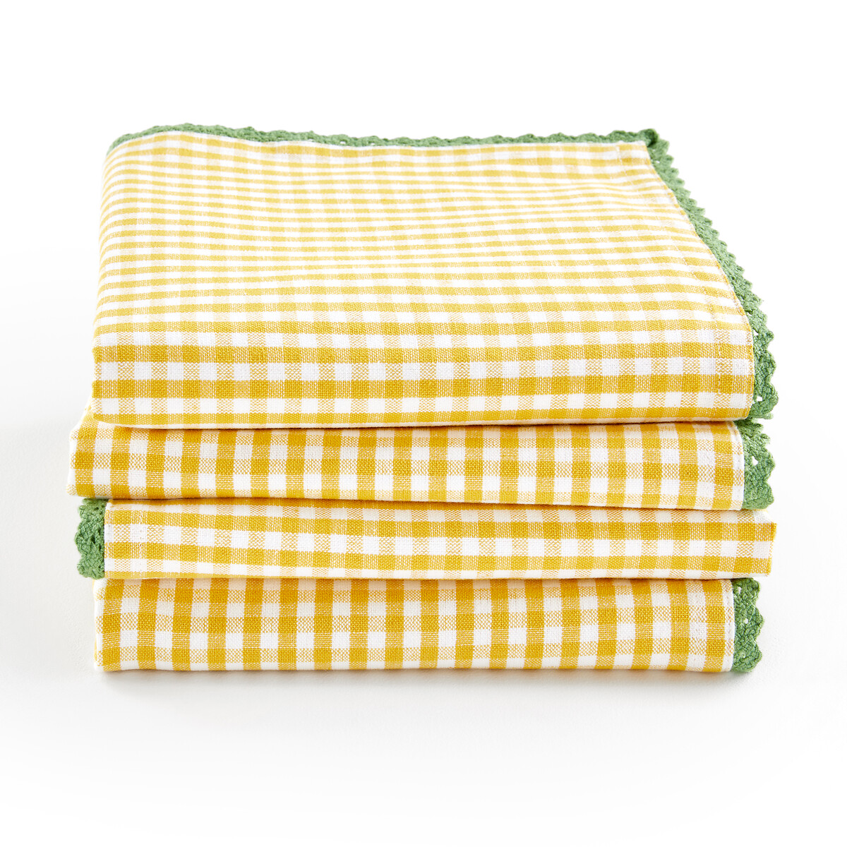 Set of 4 Trattoria Gingham Cotton and Linen Table Napkins
