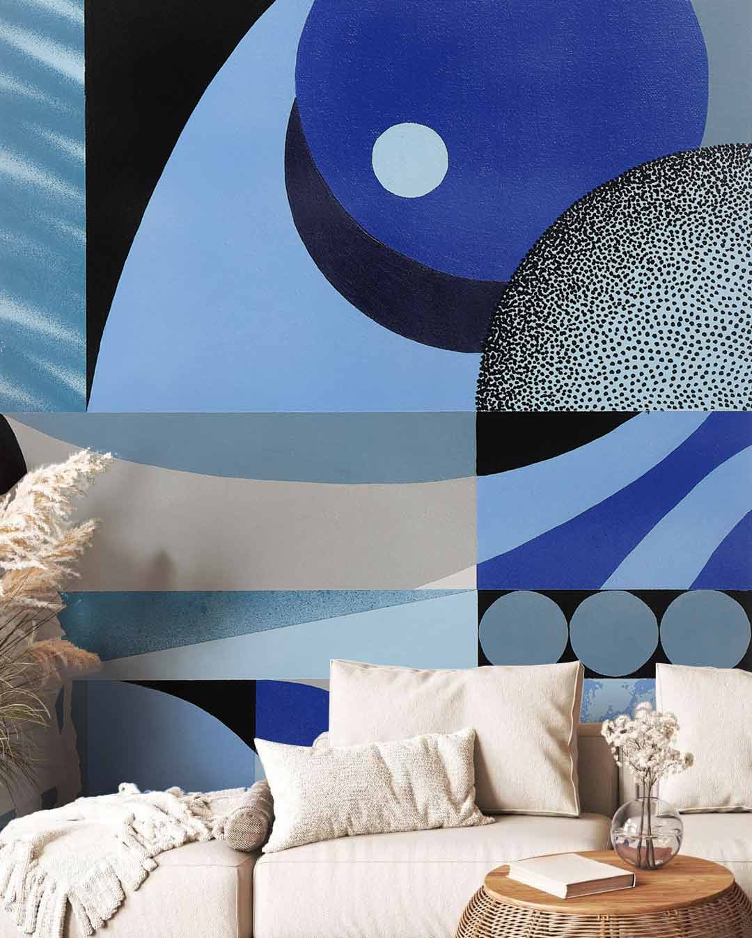 Papier peint panoramique Abstraction 4, Bleu 150 x 250cm, ACTE DECO