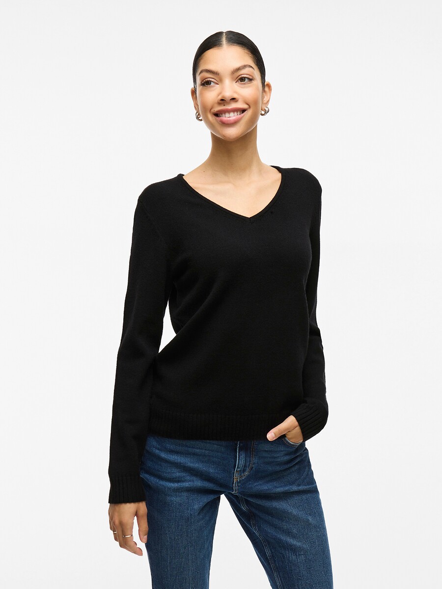 Pull col v en fine maille, VILA