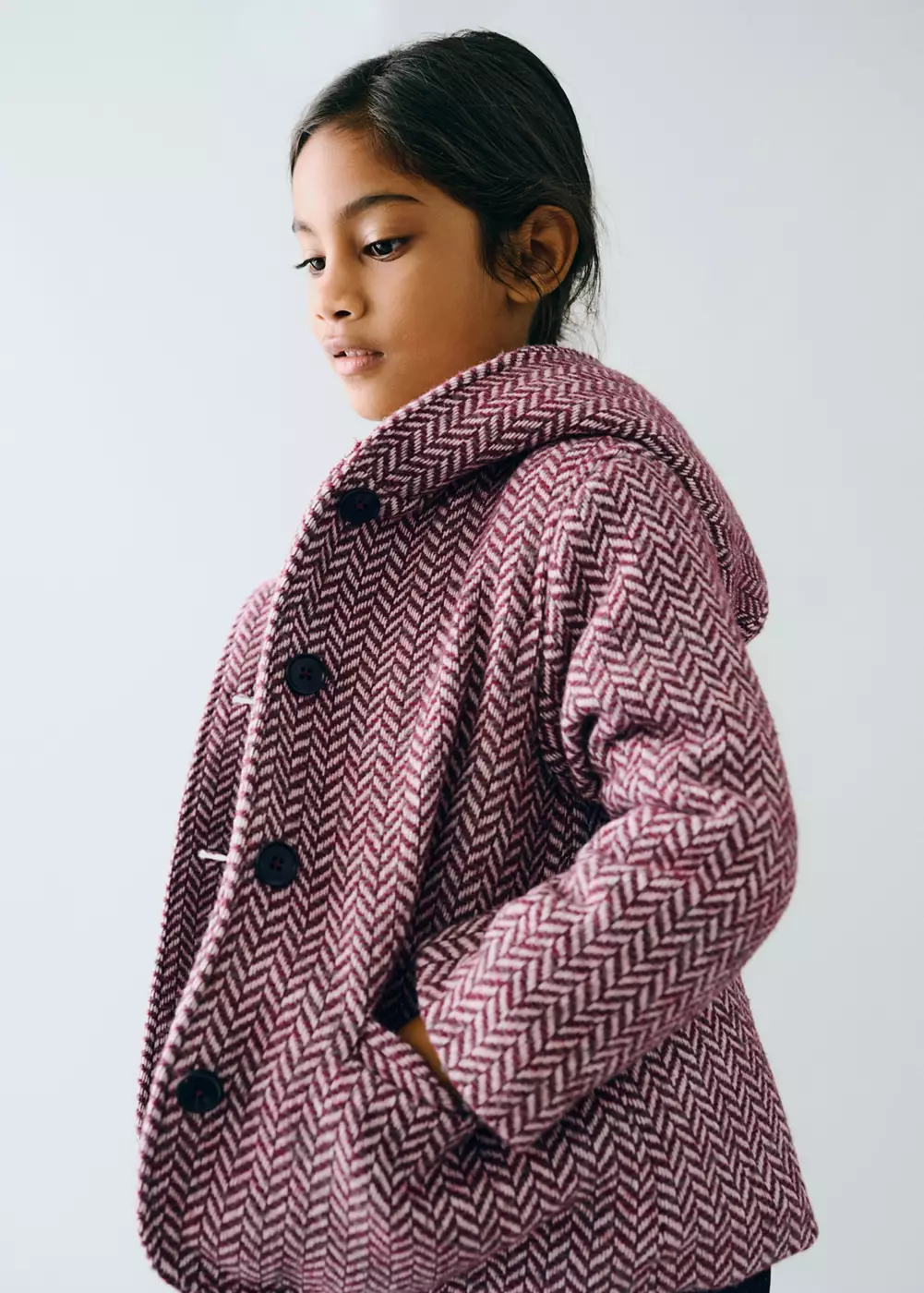 Manteau en drap de laine à chevron, MANGO BABY
