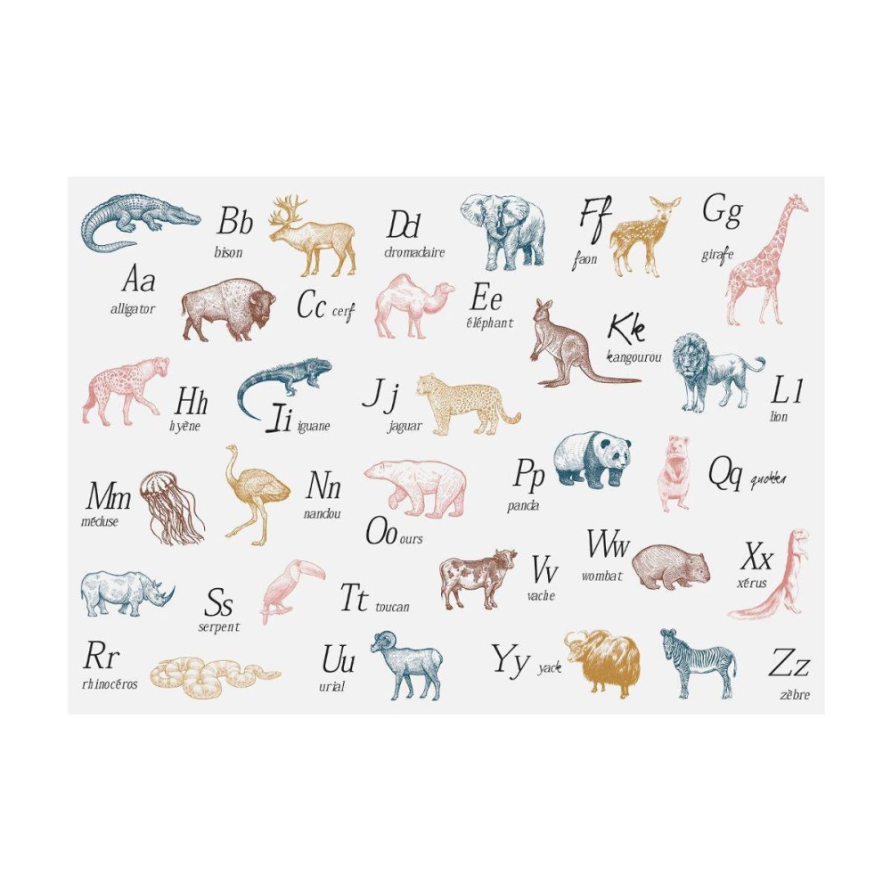 Sticker animaux alphabet 50x70, ATMOSPHERA