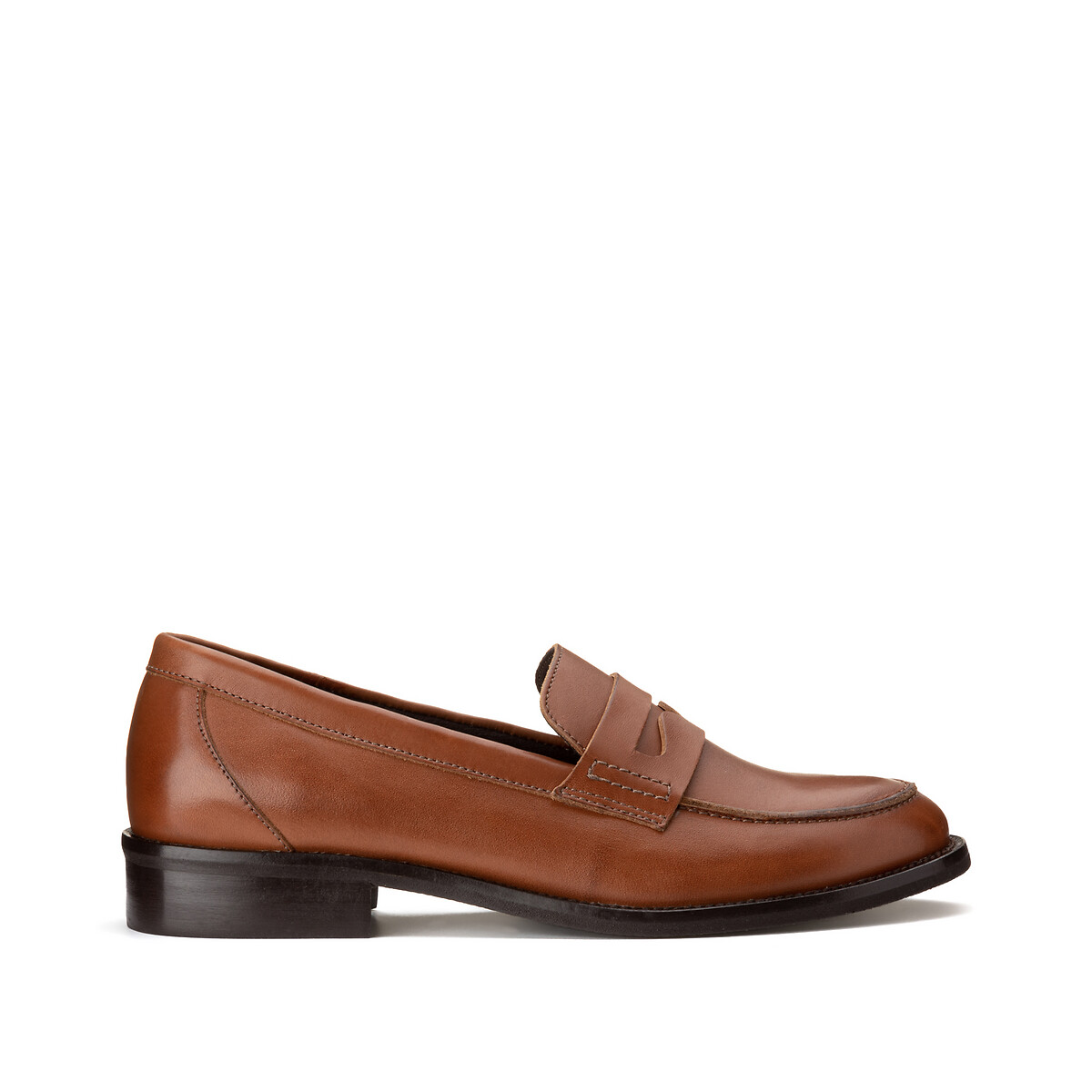 Leather loafers , camel, La Redoute Collections | La Redoute