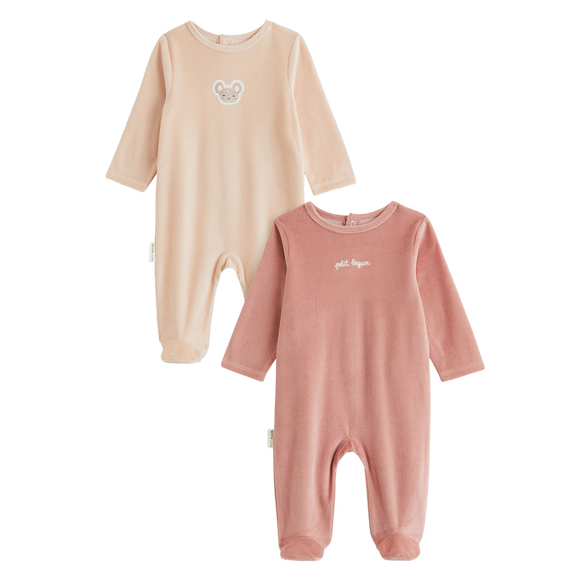 Lot de 2 pyjamas bébé en velours, PETIT BEGUIN