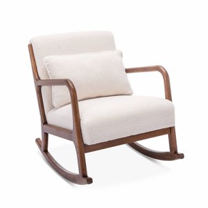 Rocking chair scandinave en bois et tissu