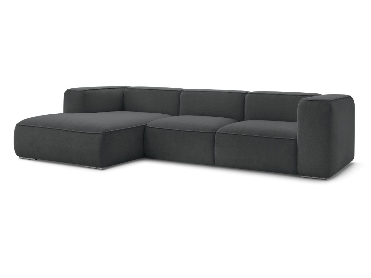 Canapé d'angle fixe 4 places en tissu texturé, ZEPHYR, BOBOCHIC