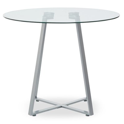 Round Dining Table with Glass Top and Matt Grey Leg (Seats 4) SO'HOME