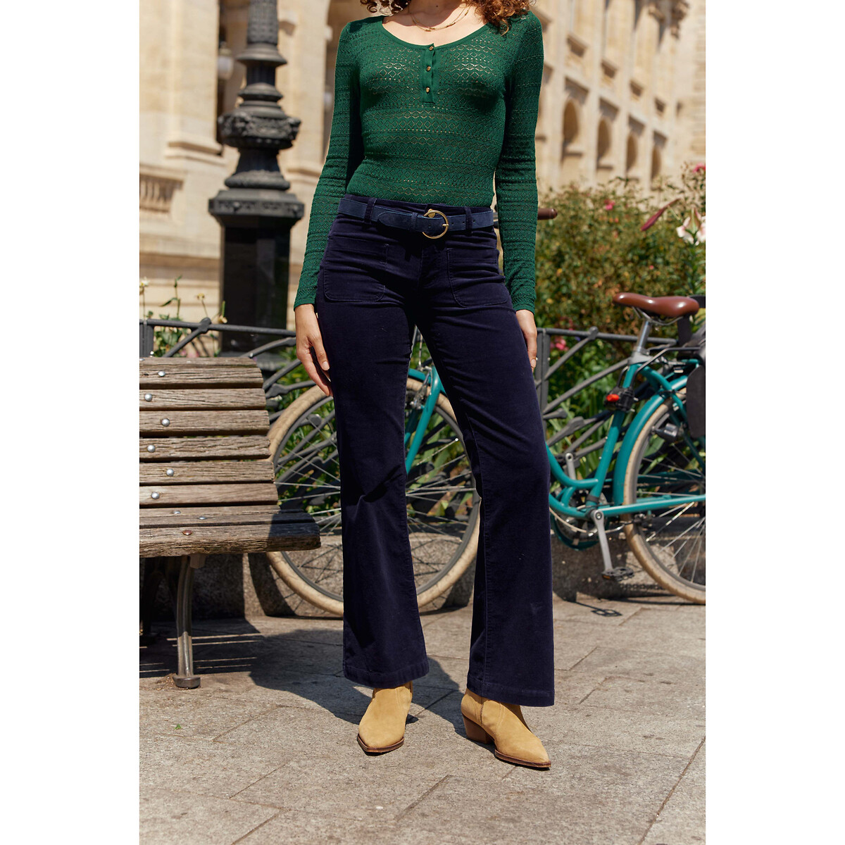 Sonny Velvet Flared Trousers with Patch Pockets