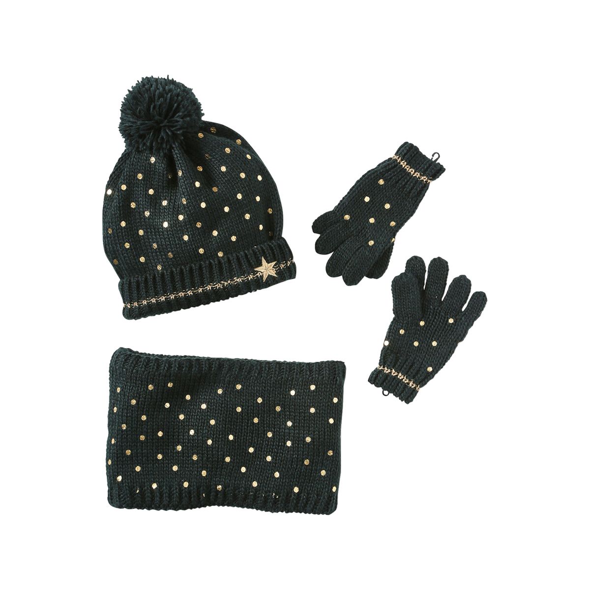 Echarpe bonnet gants pour fille en laine vintage des années 90