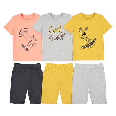 Pack of 3 Short Pyjamas in Cotton with Surf Print LA REDOUTE COLLECTIONS