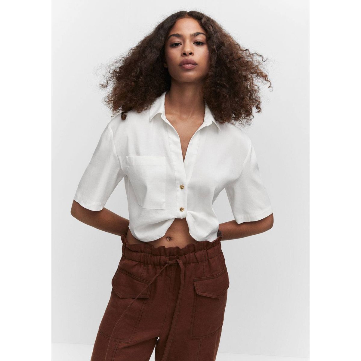 Chemise blanche femme avec noeud La Redoute