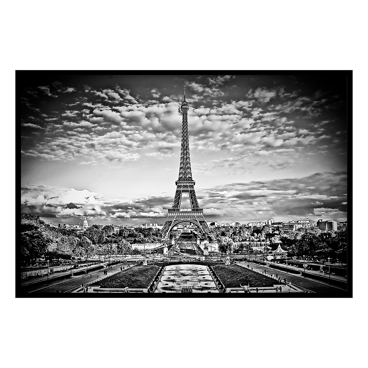 Affiche encadrée tour Eiffel noir et blanc, HEXOA