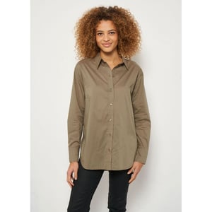 Chemise Femme En Popeline Stretch - Coupe Ajustée - Col Montant - Manches Longues - Élégante Et Confortable