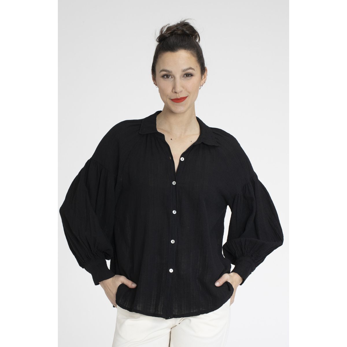 Chemise en lin noir La Redoute