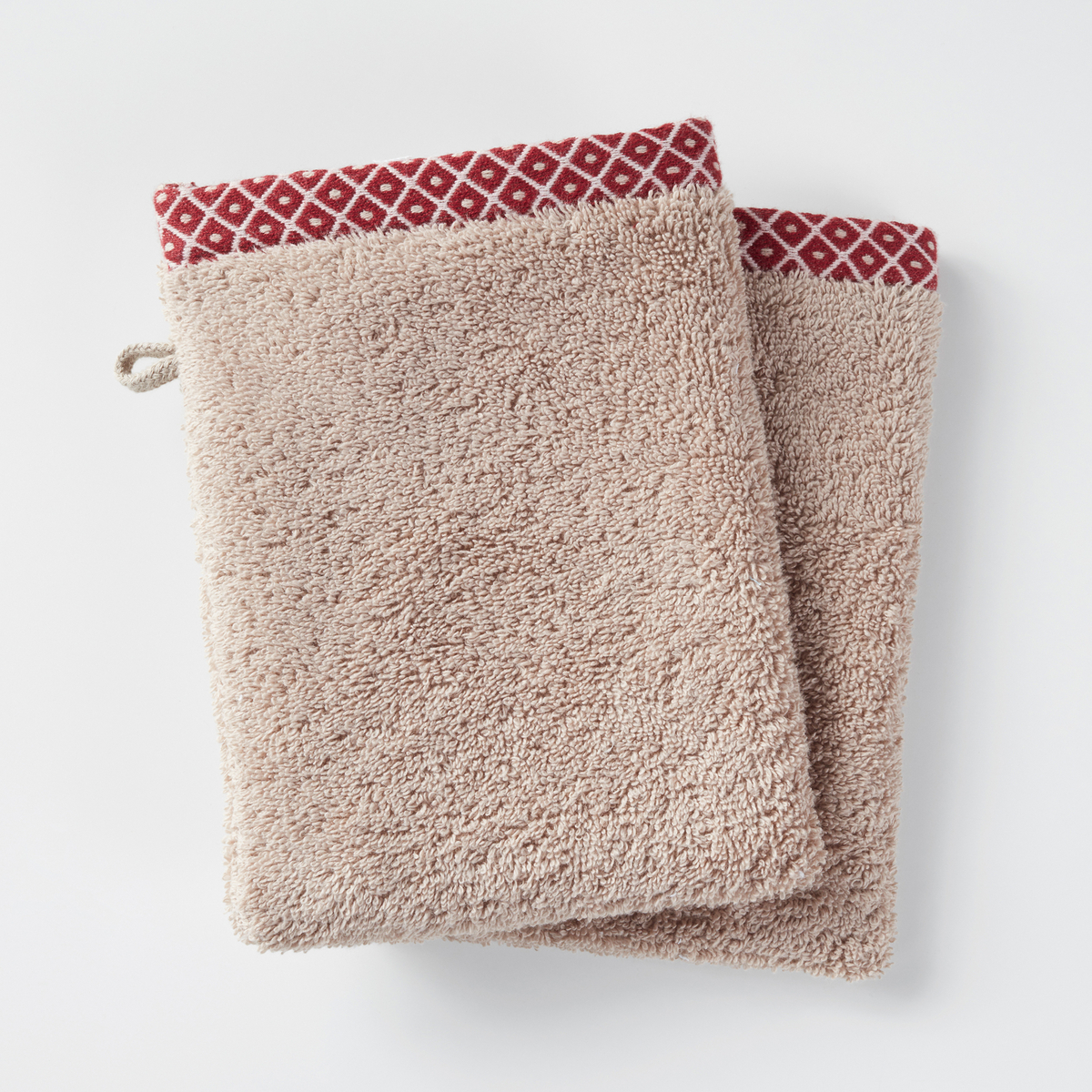 Product photograph of Set Of 2 Cotton Evora Wash Mitts from La Redoute UK