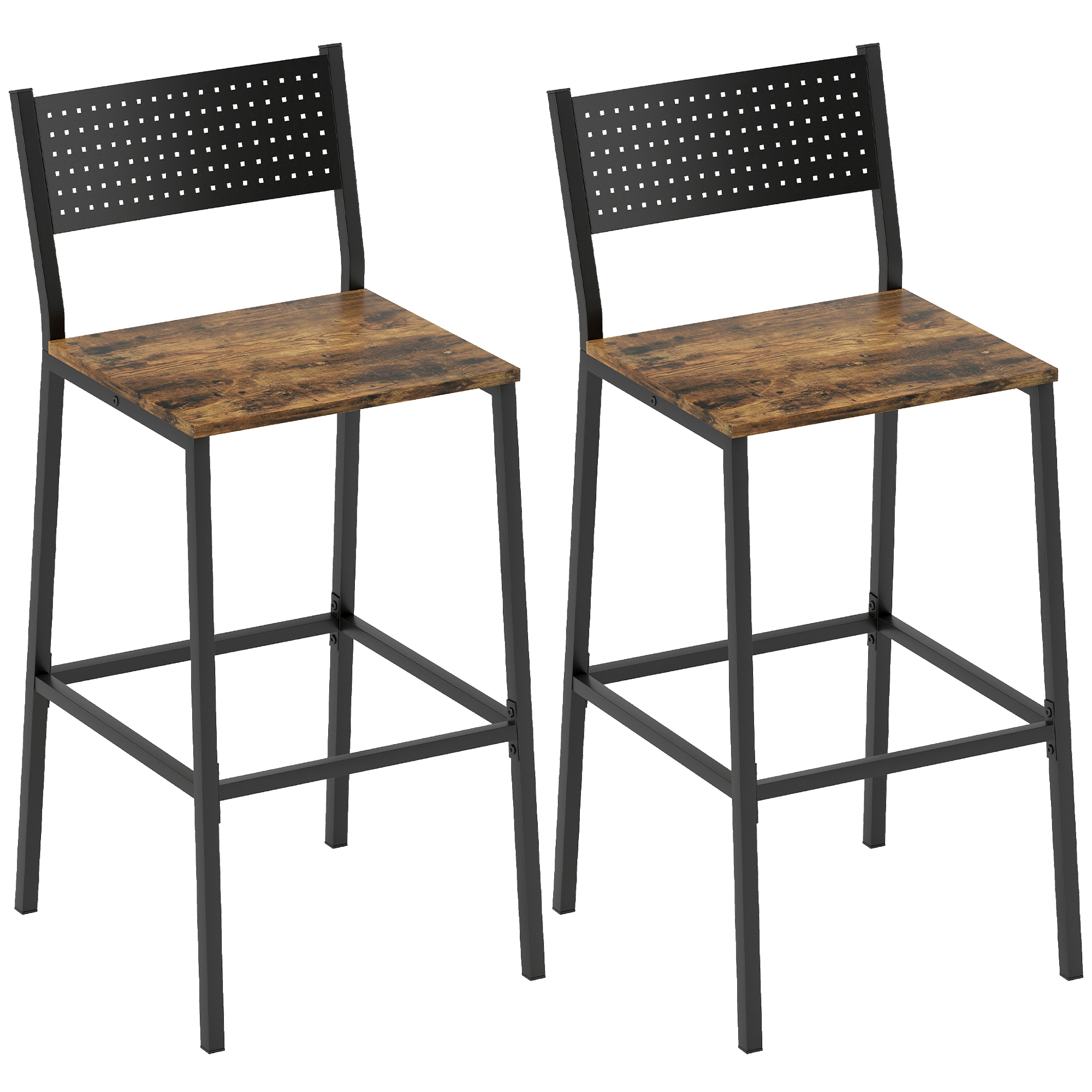 Tabouret de bar Métal Brun Rustique, HOMCOM