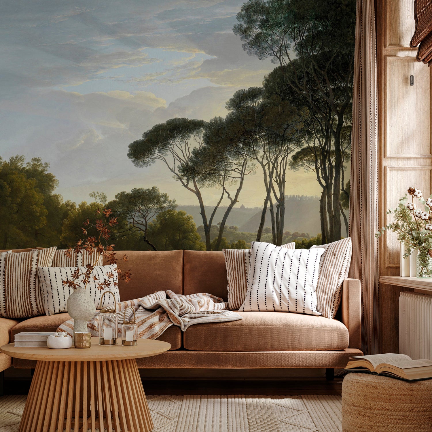 Papier peint panoramique Ombrelli XL - Pin parasol, intissé mat 384 x 275 cm, LE PAPIERS DE NINON