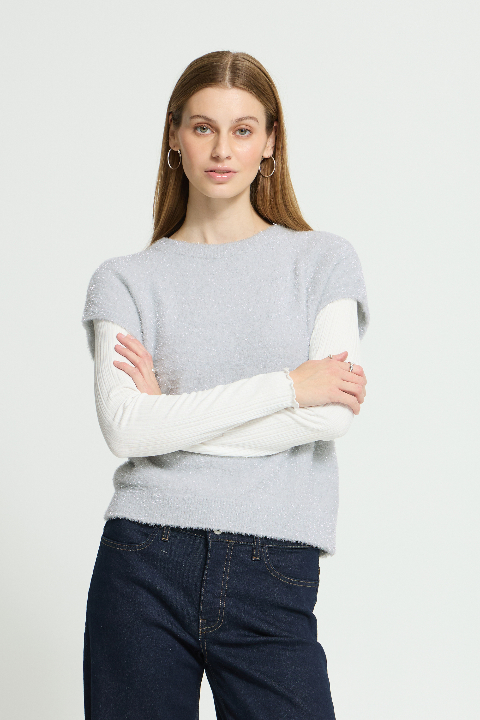 Pull en maille manches courtes, ICHI