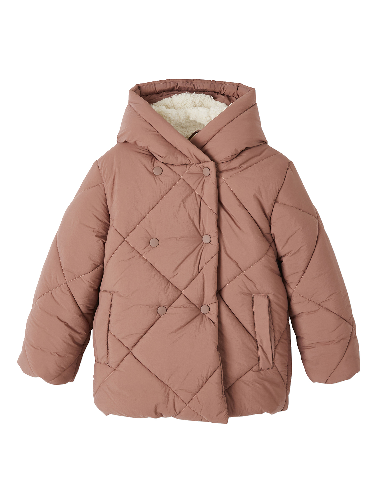 Doudoune à capuche doublée sherpa HYGGE, VERTBAUDET