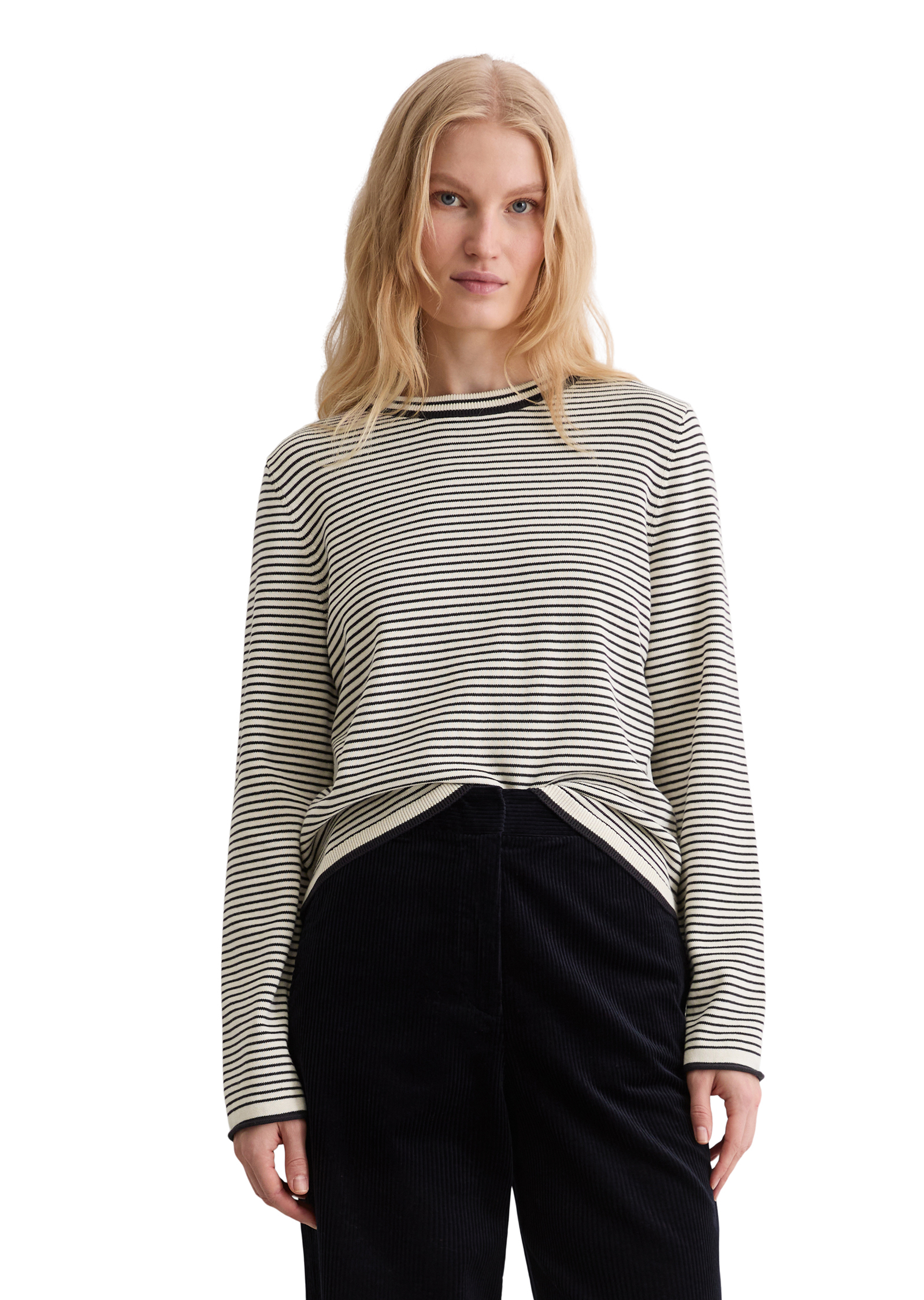 Pull à rayures milleraies regular en pur coton bio, MARC O'POLO