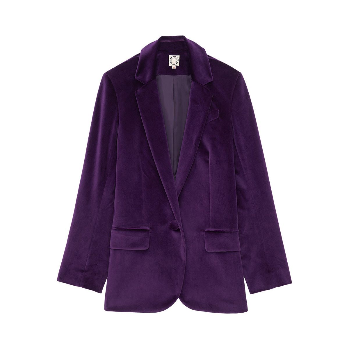 Veste tailleur coupe droite en velours lisse bruna violet Ines De