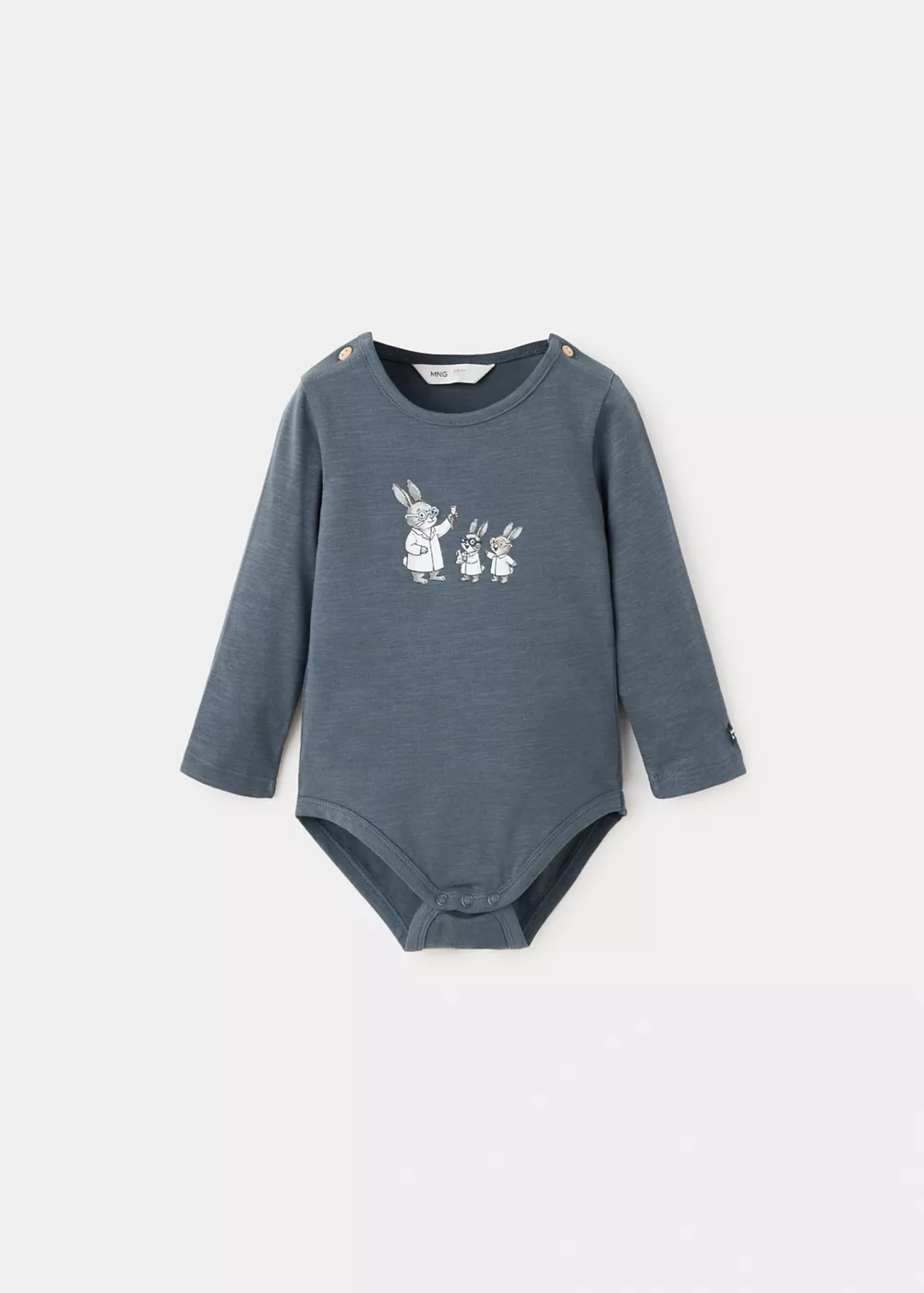 Body en coton avec détail imprimé, MANGO BABY