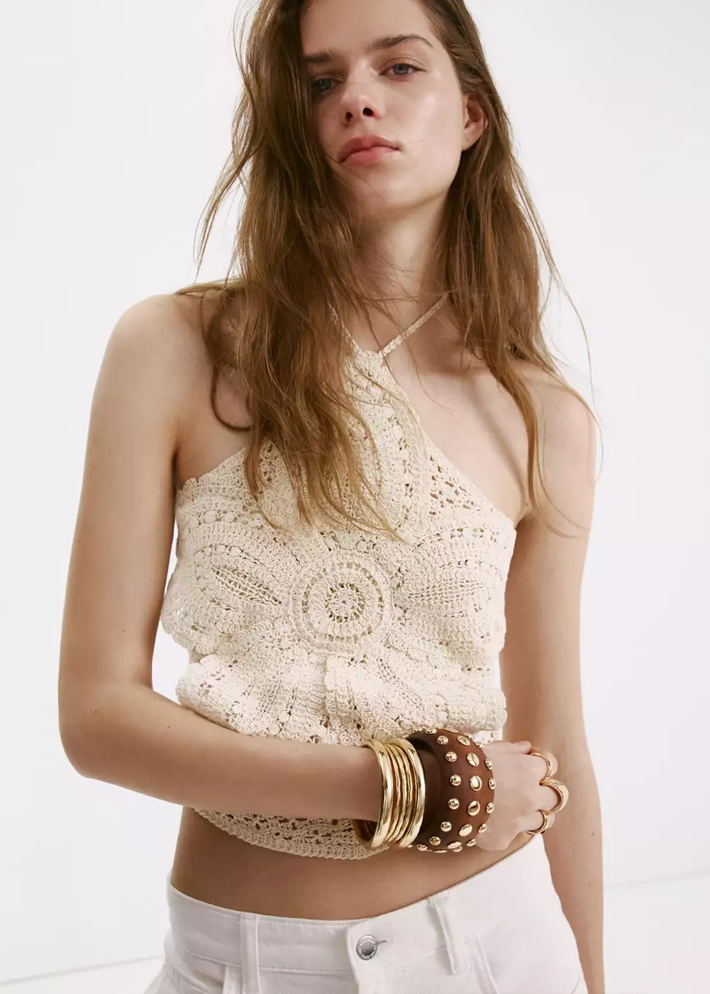 Top crochet fleur, MANGO