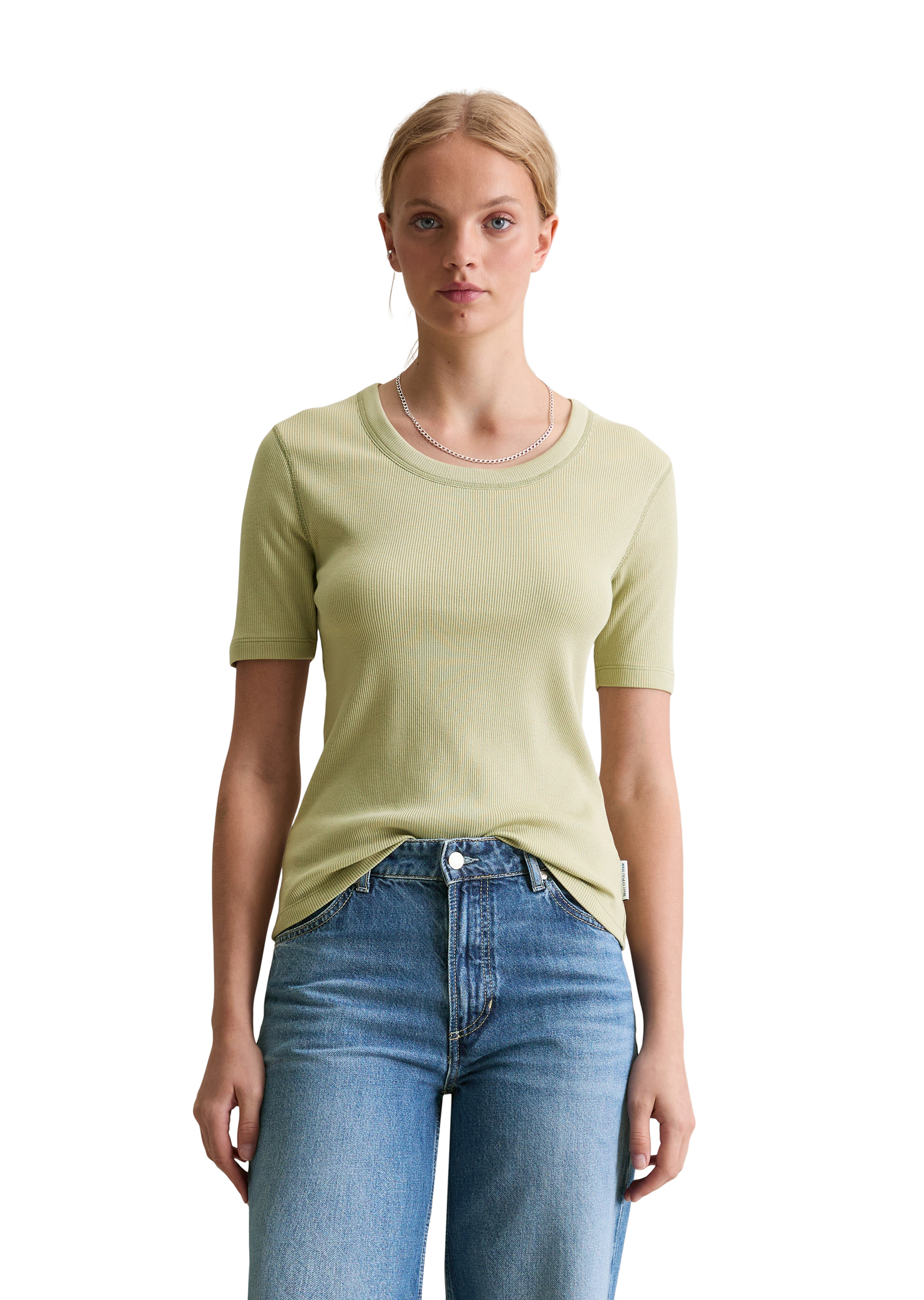 T-shirt slim en doux jersey stretch coton bio modal, MARC O’POLO DENIM
