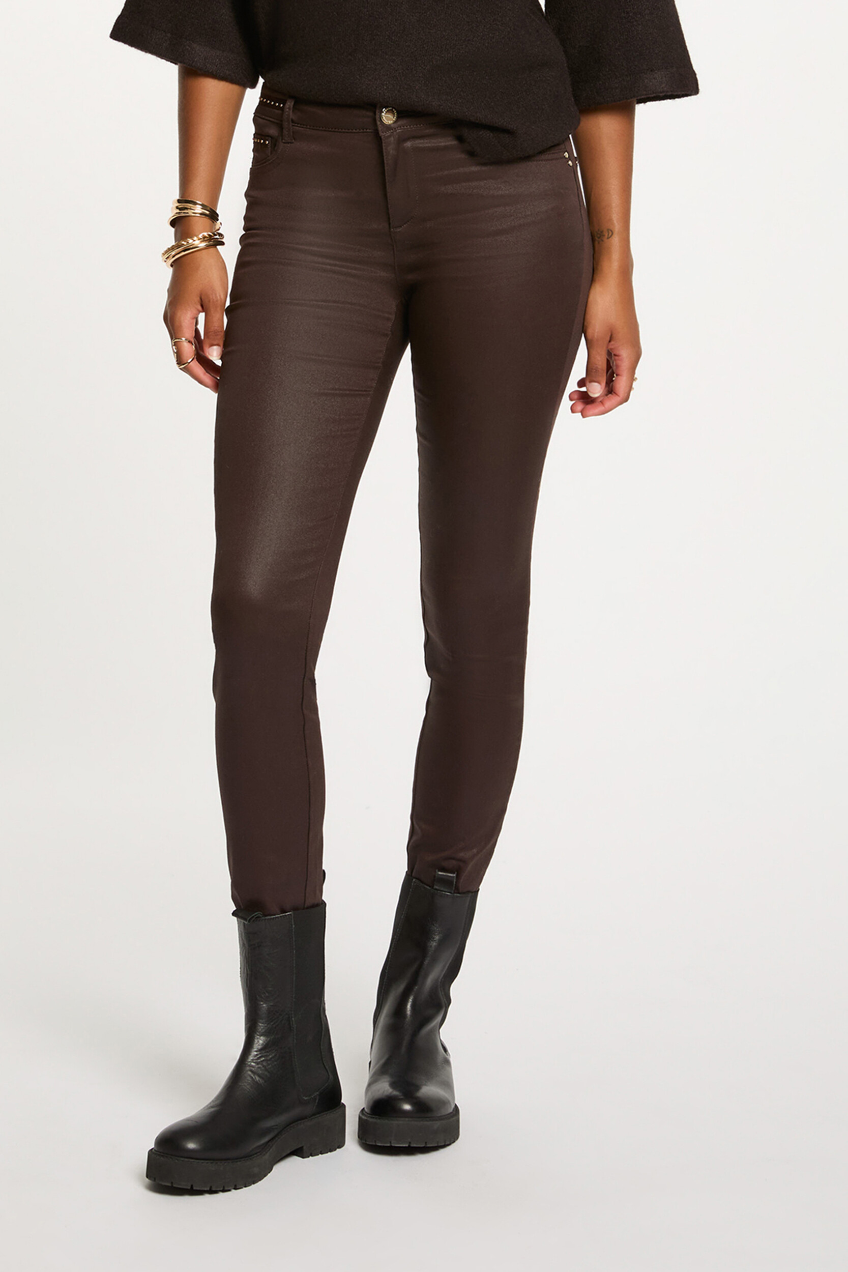 Pantalon slim enduit, MORGAN