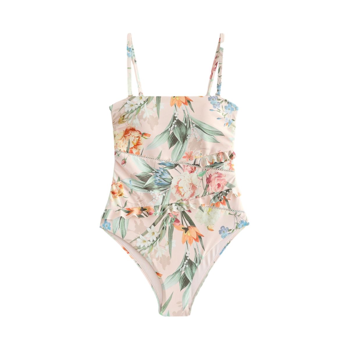 Maillot de bain bandeau à volant et ajour, NEXT