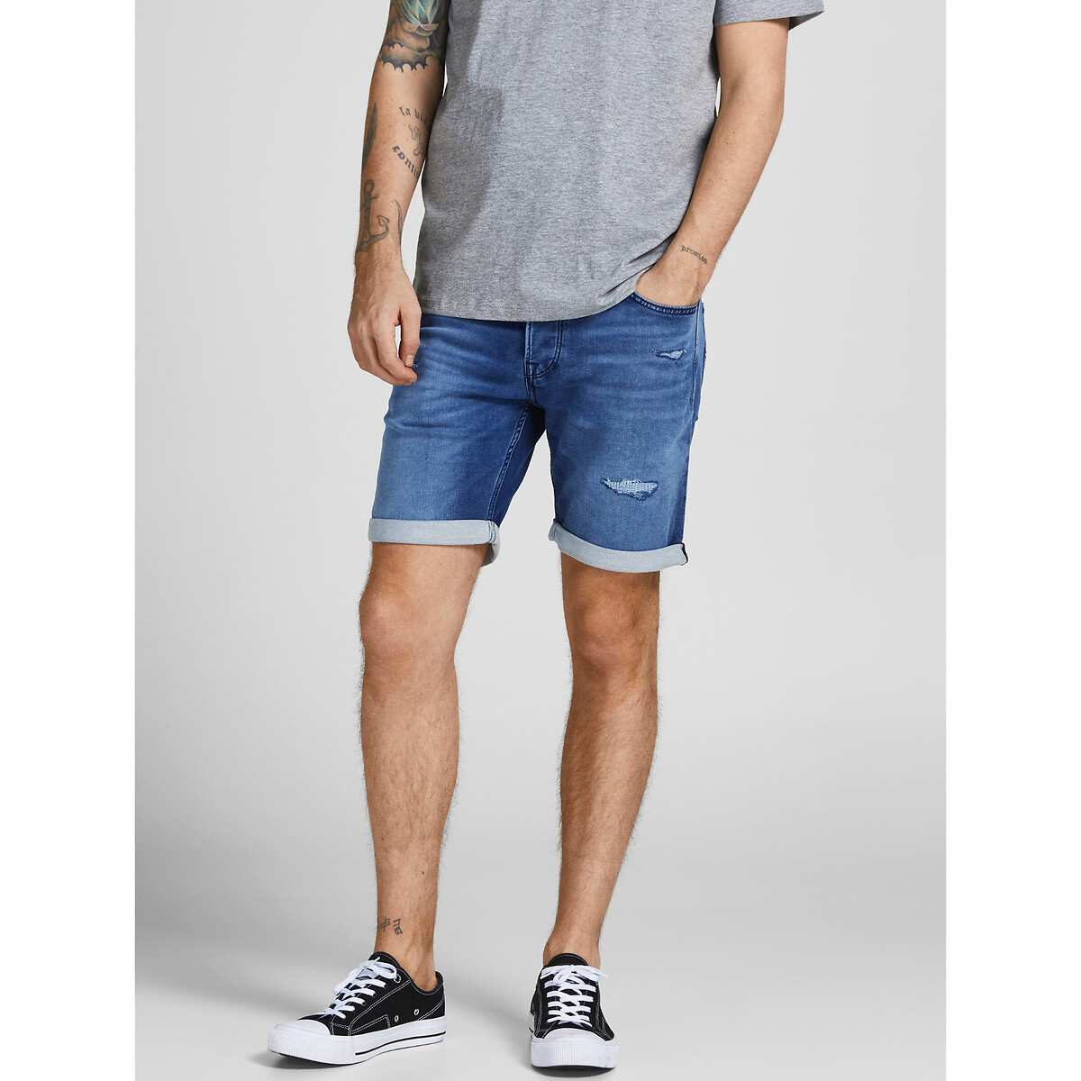 mens stretch denim shorts regular fit