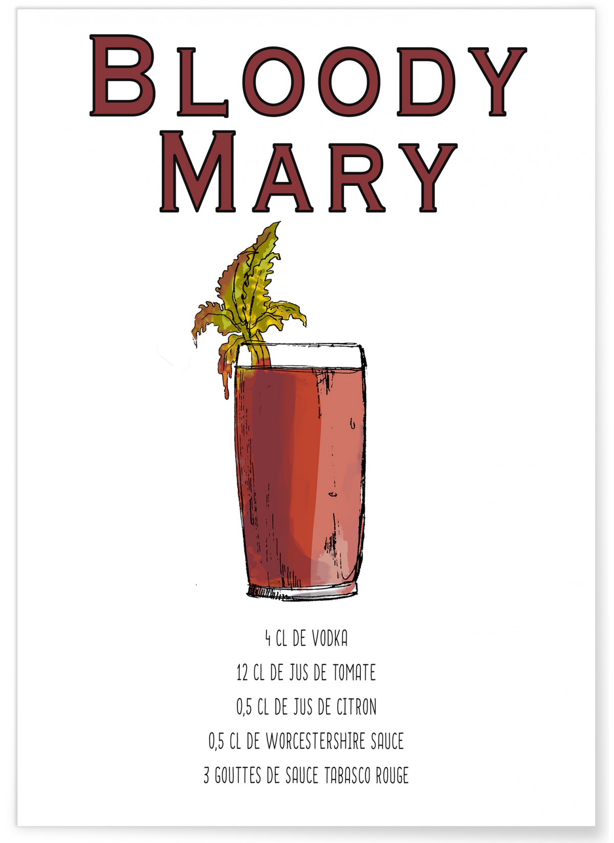 Affiche Cocktail Bloody Mary, L'AFFICHERIE