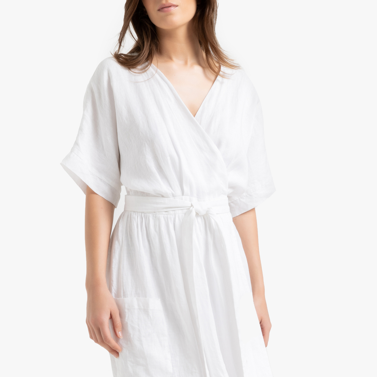 Product photograph of Bianca Linen Dressing Gown from La Redoute UK