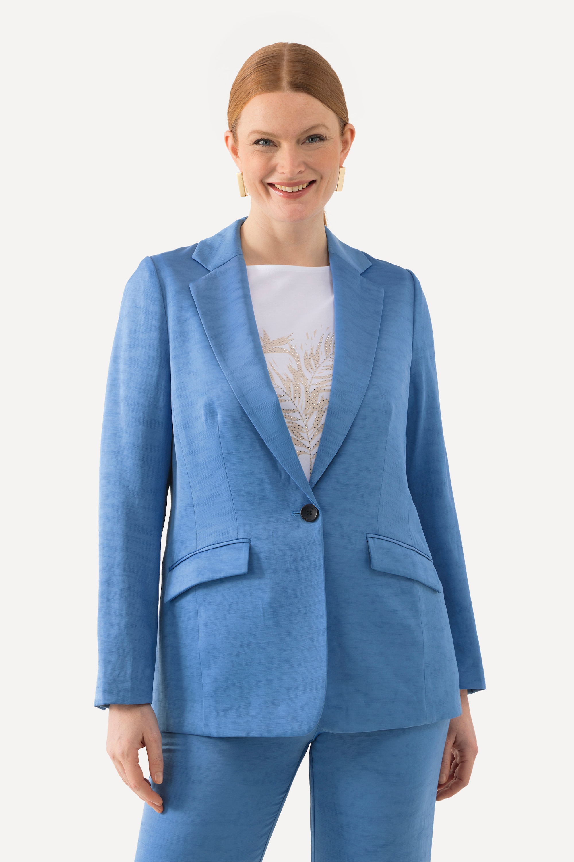 Blazer en tissu texturé avec col à revers, ULLA POPKEN