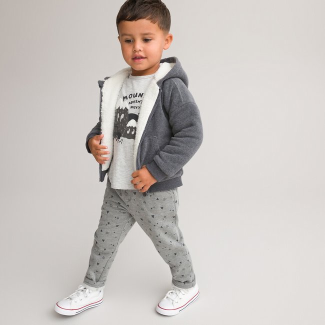 Cotton t-shirt, cardigan/joggers outfit, grey marl, La Redoute ...