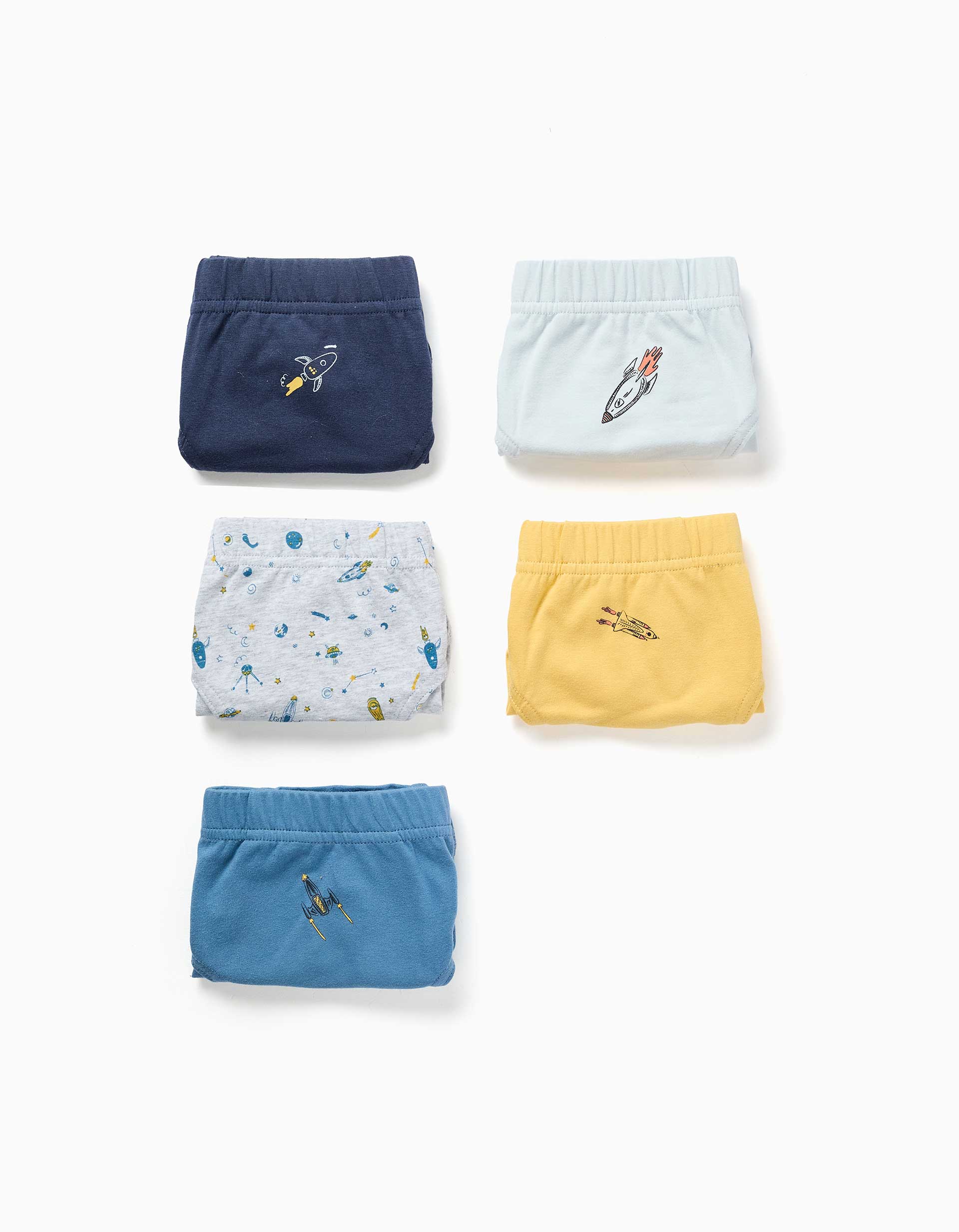 Lot de 5 slips en coton avec imprimés fusée, ZIPPY