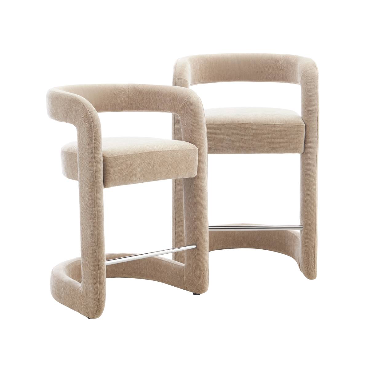 Lot de 2 tabourets de bar en tissu JORAH, MADE IN MEUBLES