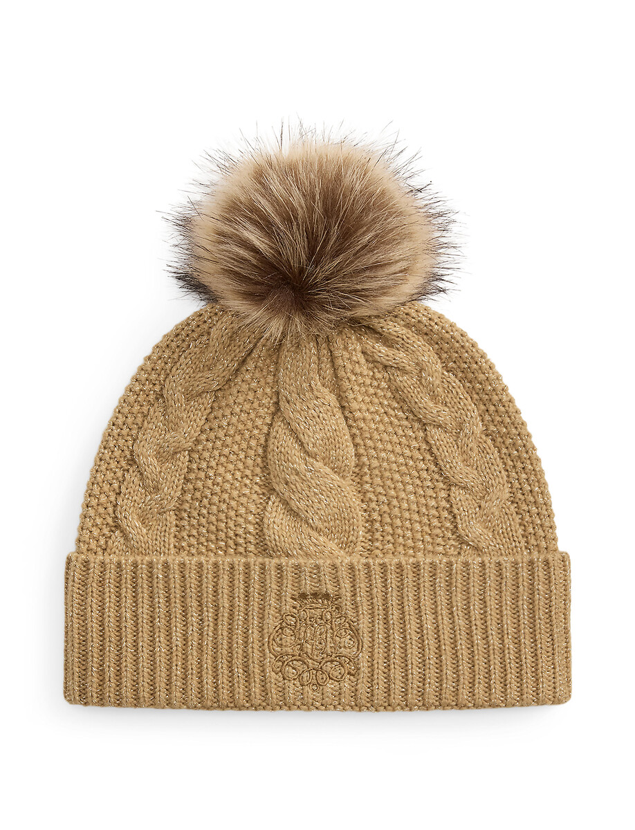 Bonnet torsadé à pompon, LAUREN RALPH LAUREN