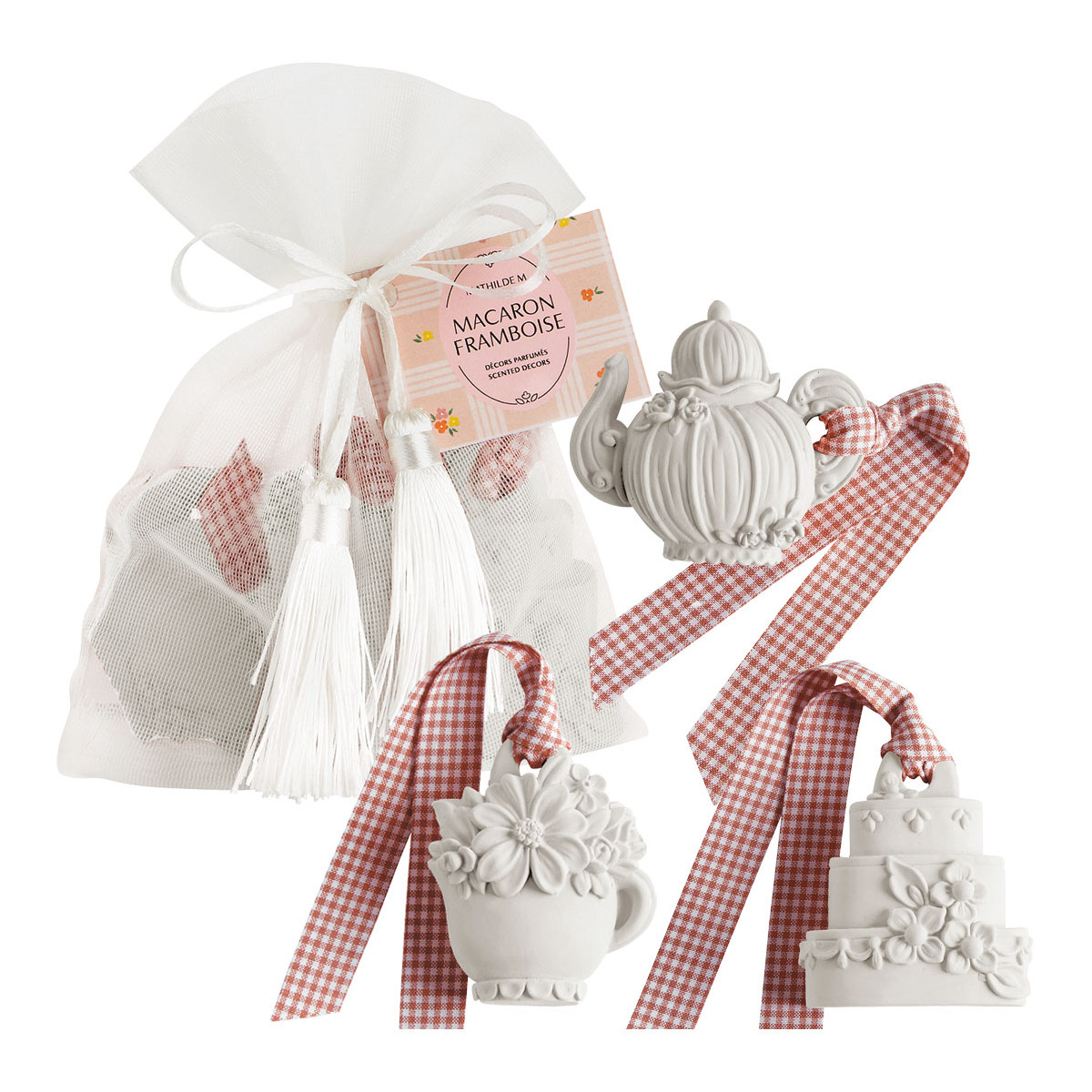 Pochon de 3 décors parfumés Gourmandises d'Été - MACARON FRAMBOISE, MATHILDE M
