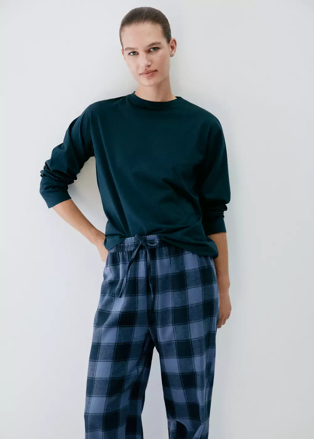 Pyjama deux pièces en flanelle à carreaux, MANGO